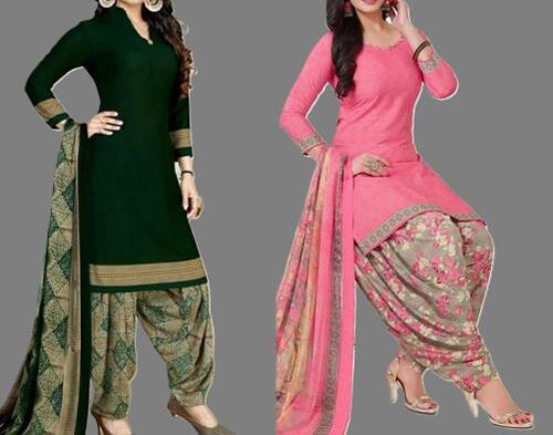 SIMPLYETHNIC Womens Multi Colour Crepe Printed Unstitched Salwar Suit Material (Combo Of 2)
