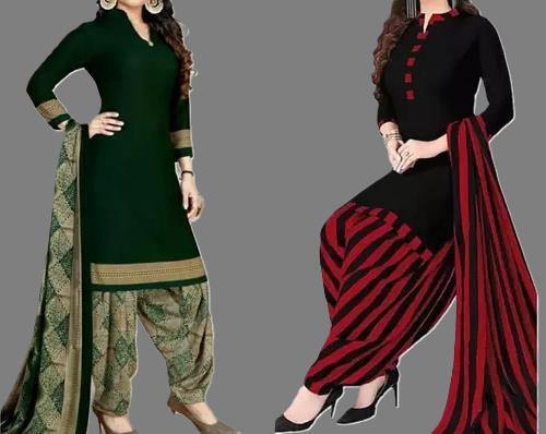 SIMPLYETHNIC Womens Multi Colour Crepe Printed Unstitched Salwar Suit Material (Combo Of 2)