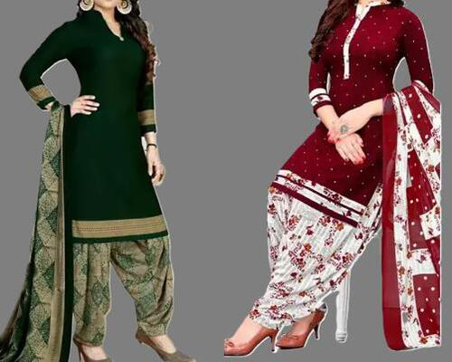 SIMPLYETHNIC Womens Multi Colour Crepe Printed Unstitched Salwar Suit Material (Combo Of 2)