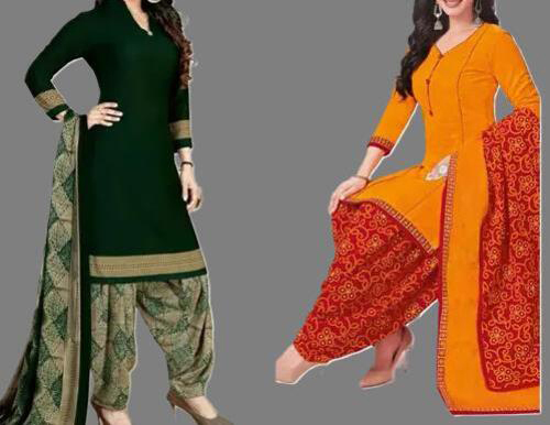 SIMPLYETHNIC Womens Multi Colour Crepe Printed Unstitched Salwar Suit Material (Combo Of 2)