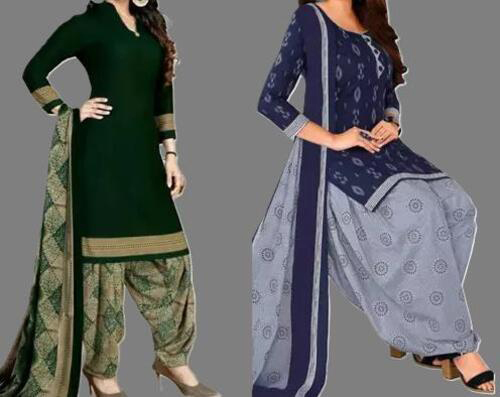 SIMPLYETHNIC Womens Multi Colour Crepe Printed Unstitched Salwar Suit Material (Combo Of 2)