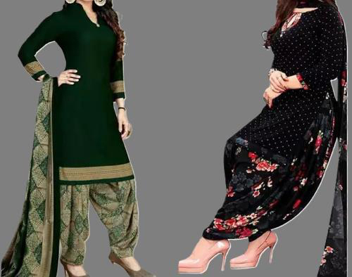 SIMPLYETHNIC Womens Multi Colour Crepe Printed Unstitched Salwar Suit Material (Combo Of 2)