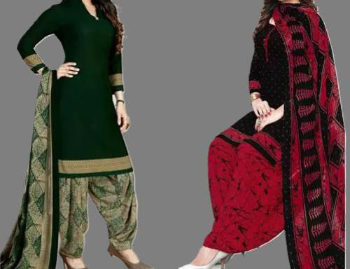 SIMPLYETHNIC Womens Multi Colour Crepe Printed Unstitched Salwar Suit Material (Combo Of 2)