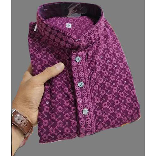 Purple Embroidery Work Kurta