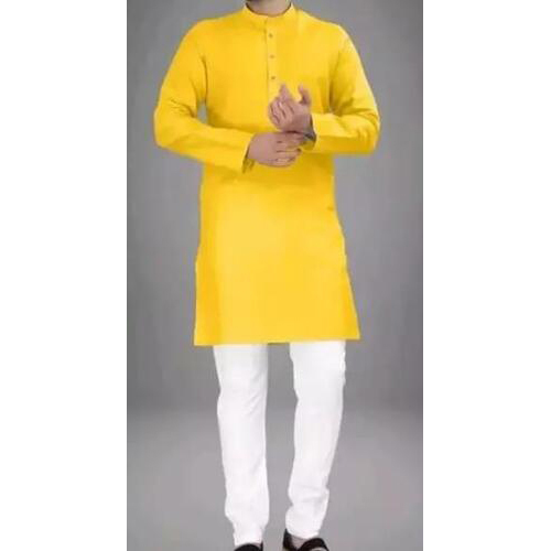 Kurta for Mens in cotton Yellow