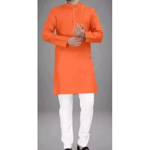 Kurta for Mens in cotton Saffron