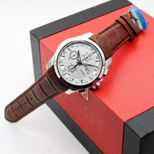 Tissot Couturier 1853 Leather Watch for Men - 43mm Dial, Clear Dial with Silver Figures, Genuine Lea