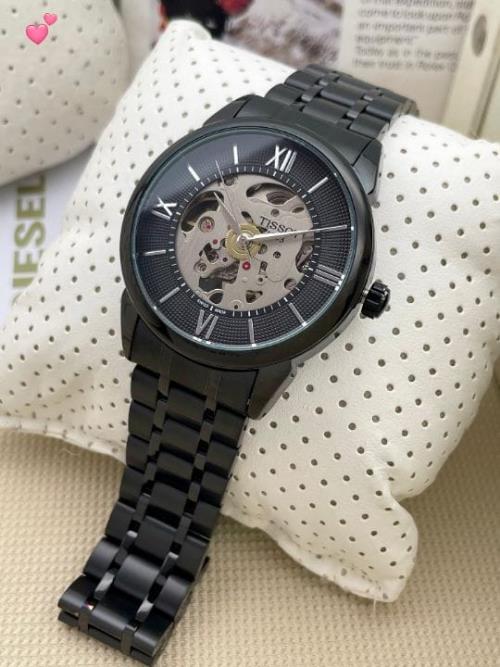 inspired by  Tissot Luxury Watch - Silver Black, New Collection, Premium Open Display, Stainless Ste