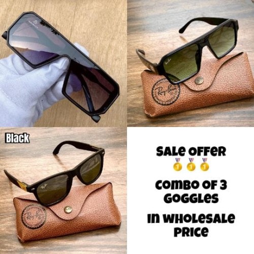  Inspired by Ray-Ban | Combo of 3 Stylish Sunglasses for Men & Women | RDM Shining Fibre & Glass | I
