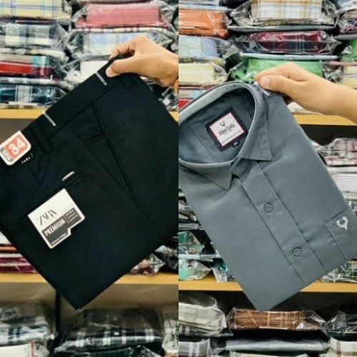 Branded Shirt & Pant Combo – Inspired by Allen Solly & ZARA | Premium Cotton Shirt with Chest Embroi