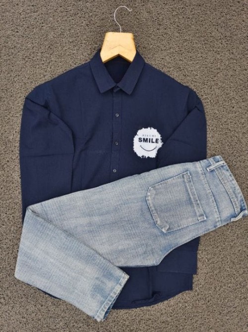 Men's Shirt & Jeans Combo – Inspired by Streetwear Trends | Heavy Popcorn Cotton Shirt + Durable Cot