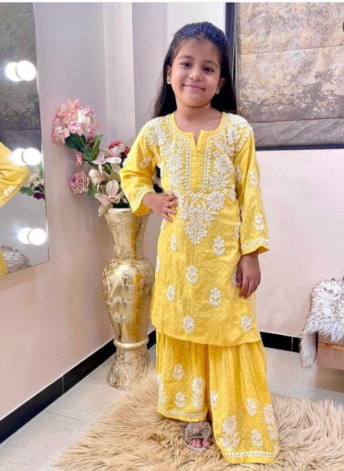 Cotton Embroidery Top with Sharara Set - Elegant & Comfortable Cotton Fabric, Perfect for Casual & F