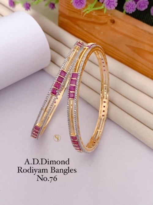 Elegant American Diamond Rhodium Bangles Set for Women | Stylish Party Wear Jewelry | Premium Plated