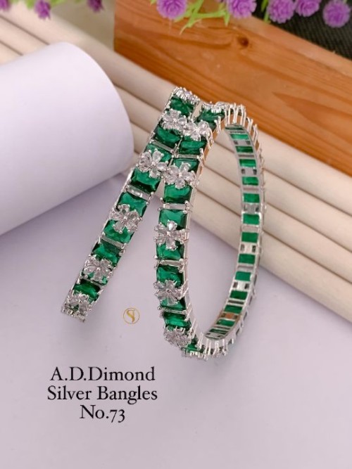 American Diamond Silver Bangles Set for Women | Elegant Party Wear & Bridal Jewelry | Stylish Ethnic