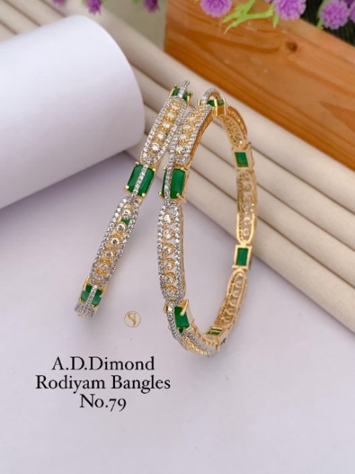 Elegant American Diamond Rhodium Bangles Set for Women | Stylish Party Wear Jewelry | Premium Plated