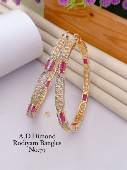 Elegant American Diamond Rhodium Bangles Set for Women | Stylish Party Wear Jewelry | Premium Plated