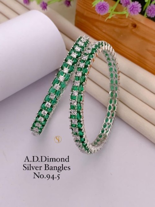 American Diamond Silver Bangles Set for Women | Elegant Party Wear & Bridal Jewelry | Stylish Ethnic