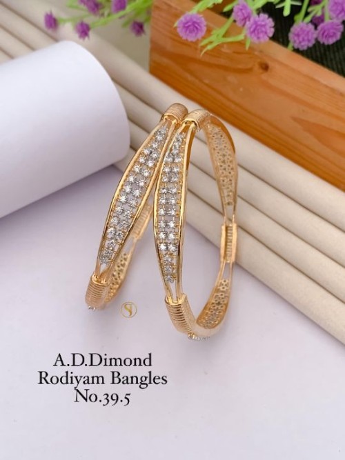 Elegant American Diamond Rhodium Bangles Set for Women | Stylish Party Wear Jewelry | Premium Plated