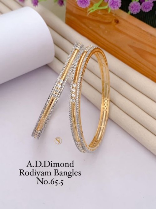 Elegant American Diamond Rhodium Bangles Set for Women | Stylish Party Wear Jewelry | Premium Plated