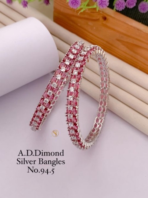 American Diamond Silver Bangles Set for Women | Elegant Party Wear & Bridal Jewelry | Stylish Ethnic
