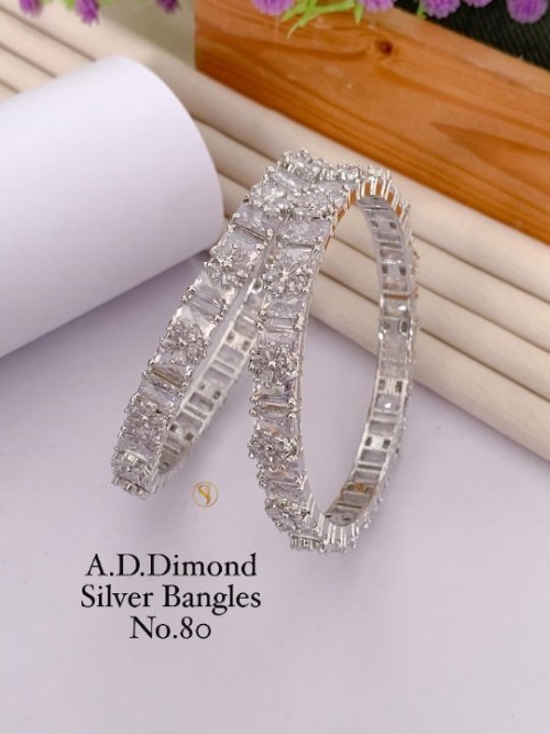 American Diamond Silver Bangles Set for Women | Elegant Party Wear & Bridal Jewelry | Stylish Ethnic