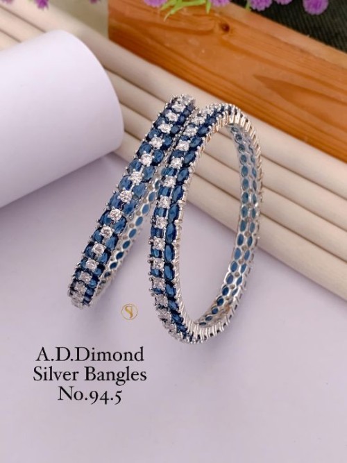 American Diamond Silver Bangles Set for Women | Elegant Party Wear & Bridal Jewelry | Stylish Ethnic