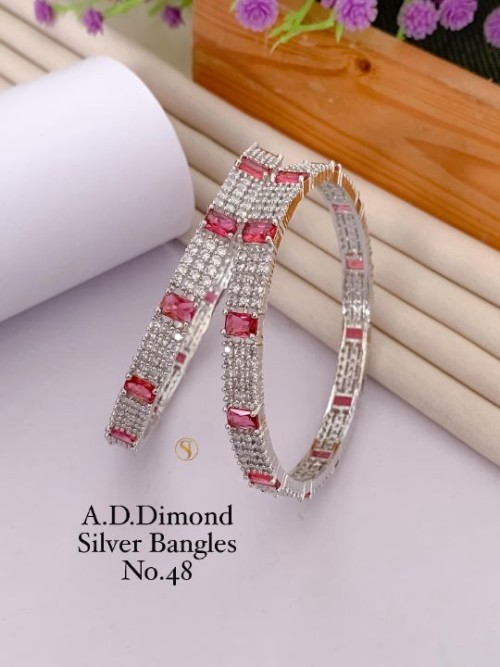American Diamond Silver Bangles Set for Women | Elegant Party Wear & Bridal Jewelry | Stylish Ethnic
