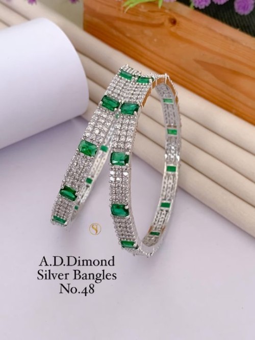 American Diamond Silver Bangles Set for Women | Elegant Party Wear & Bridal Jewelry | Stylish Ethnic