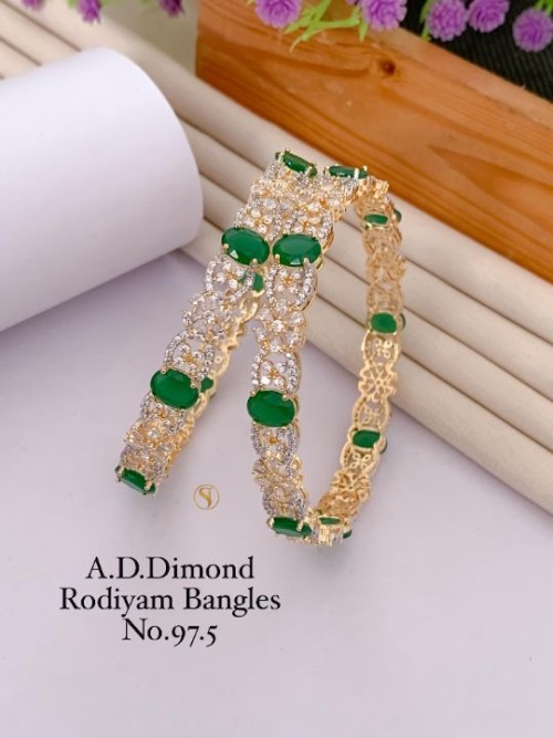 Elegant American Diamond Rhodium Bangles Set for Women | Stylish Party Wear Jewelry | Premium Plated