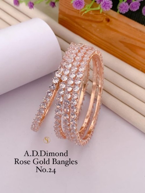 American Diamond Rose Gold Bangles for Women | Elegant Party Wear & Wedding Jewelry | Stylish Bridal