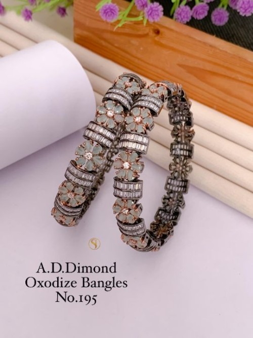 American Diamond Oxidized Black Edition Bangle Set | Stylish Party Wear & Bridal Jewelry | Elegant T