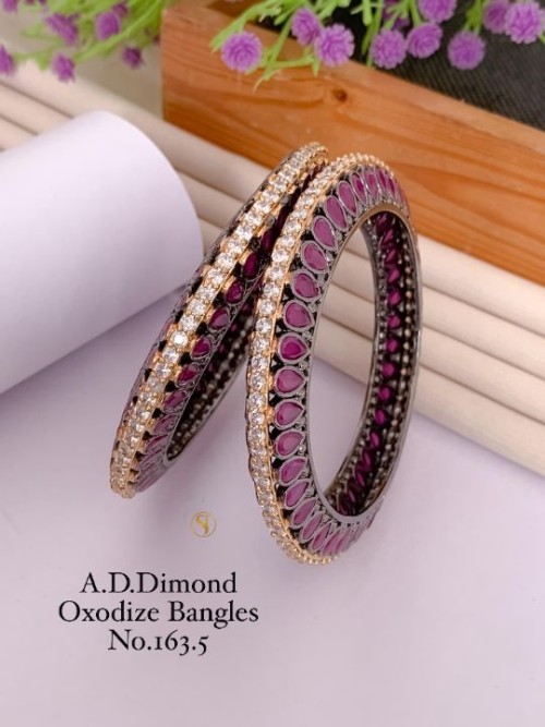 American Diamond Oxidized Black Edition Bangle Set | Stylish Party Wear & Bridal Jewelry | Elegant T