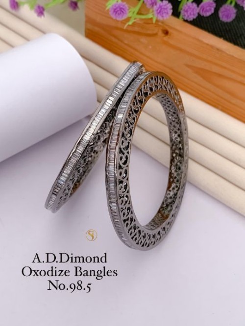 American Diamond Oxidized Black Edition Bangle Set | Stylish Party Wear & Bridal Jewelry | Elegant T