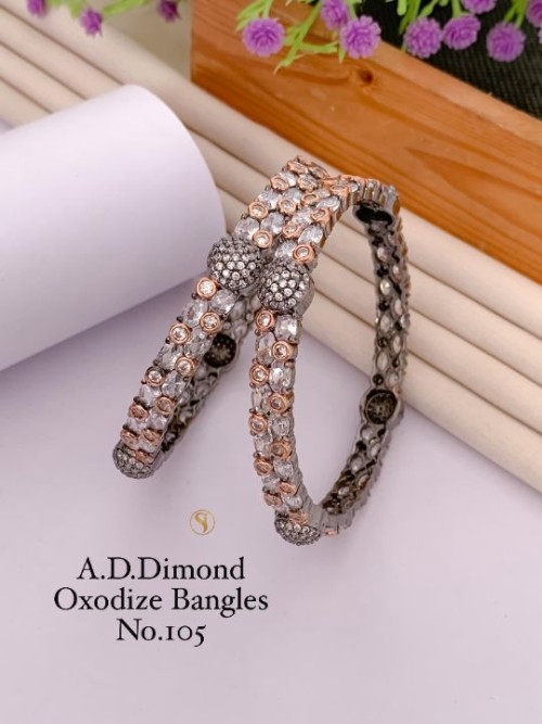 American Diamond Oxidized Black Edition Bangle Set | Stylish Party Wear & Bridal Jewelry | Elegant T