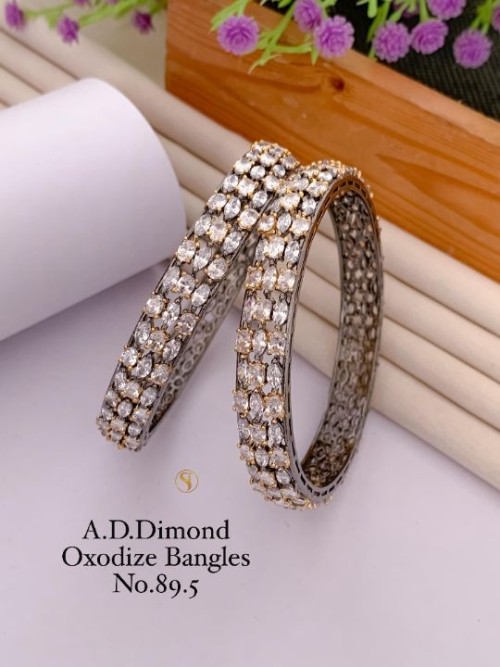 American Diamond Oxidized Black Edition Bangle Set | Stylish Party Wear & Bridal Jewelry | Elegant T