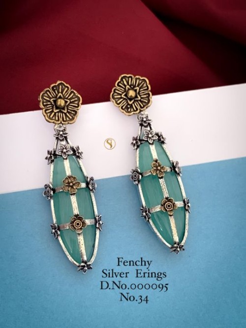 Fancy Silver Earrings Set for Women & Girls | Stylish Traditional & Western Jewelry | Lightweight, E