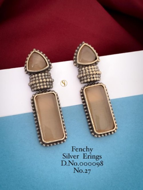 Fancy Silver Earrings Set for Women & Girls | Stylish Traditional & Western Jewelry | Lightweight, E