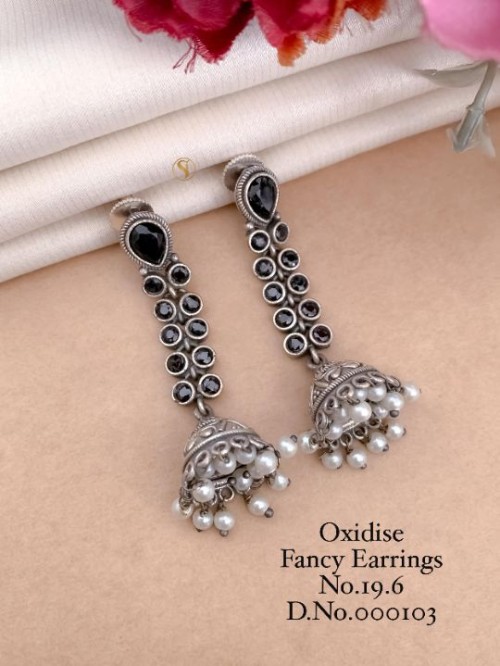 Oxidized Fancy Earring Set for Women | Traditional Ethnic Jewelry with Original Stone Work | Party W