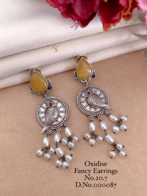 Oxidized Fancy Earring Set for Women | Traditional Ethnic Jewelry with Original Stone Work | Party W