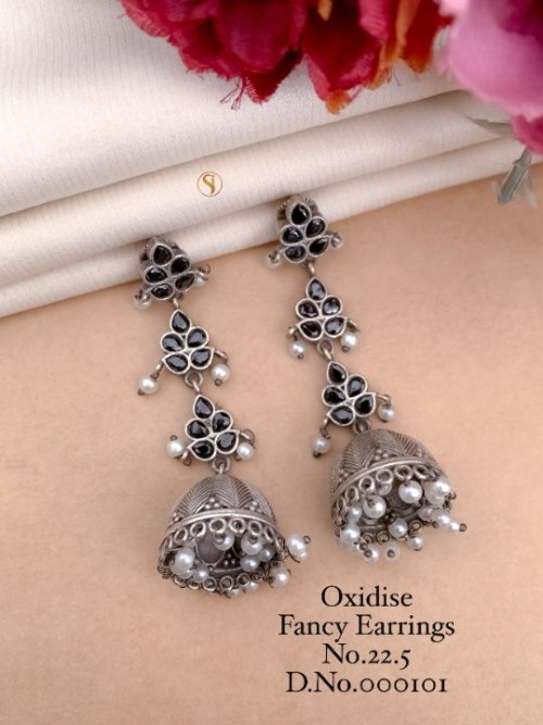 Oxidized Fancy Earring Set for Women | Traditional Ethnic Jewelry with Original Stone Work | Party W