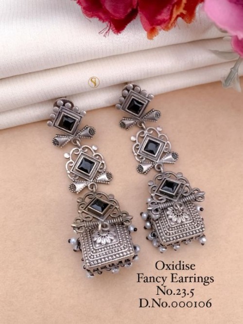 Oxidized Fancy Earring Set for Women | Traditional Ethnic Jewelry with Original Stone Work | Party W
