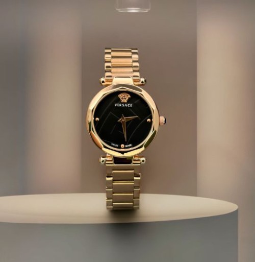 Rose gold Dial-black Round black .