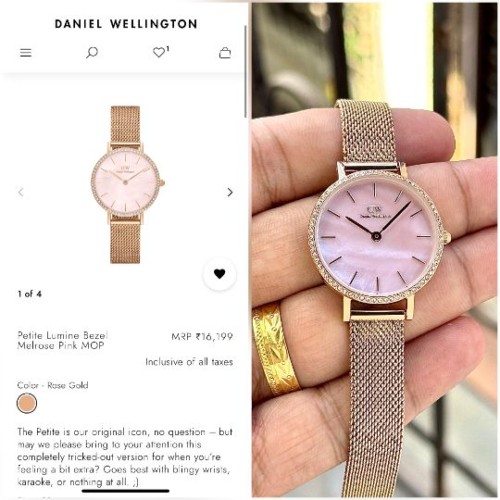 Inspired DW Style Women's Petite 28mm Bezel Mesh Watch - White Mother of Pearl Dial, Rose Gold Tone.