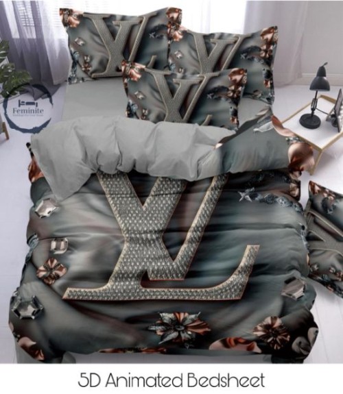 5D Printed King Size Bedsheet Set – High Definition Panel Print | Premium Soft Fabric | Luxury Desig