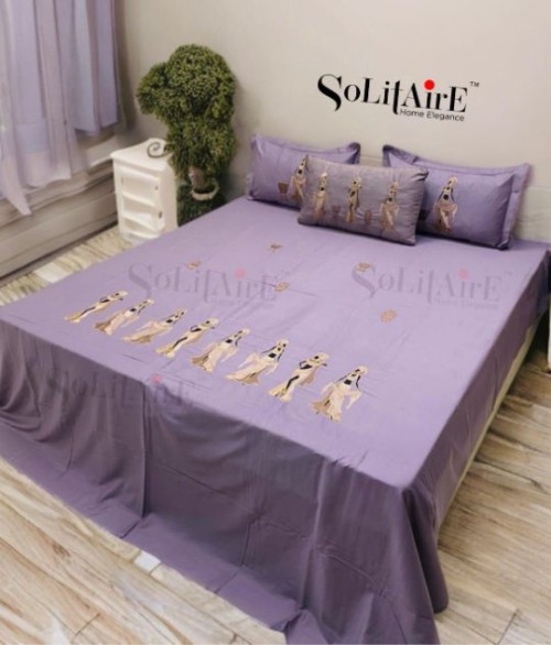 100% Premium Cotton King Size Bed Set | 4-Piece Luxury Bedding Collection | Micro Smooth Embroidery 