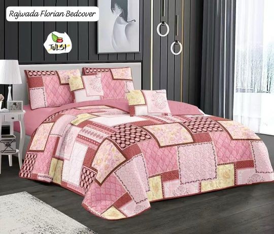 Rajwada Florian Premium Double Bed Reversible Quilted Bedcover | Luxury Designer Bedding | Elegant H