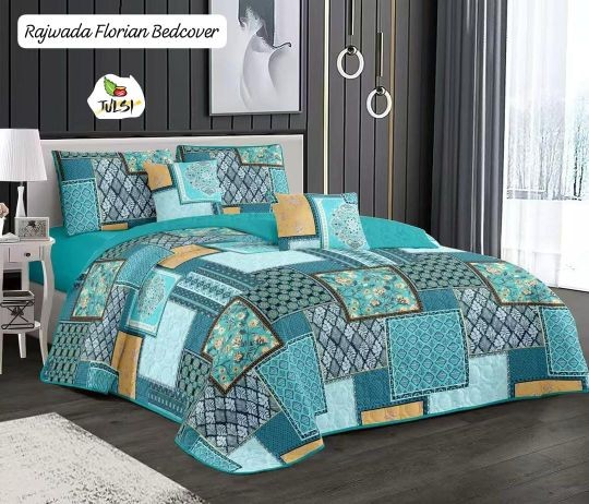 Rajwada Florian Premium Double Bed Reversible Quilted Bedcover | Luxury Designer Bedding | Elegant H